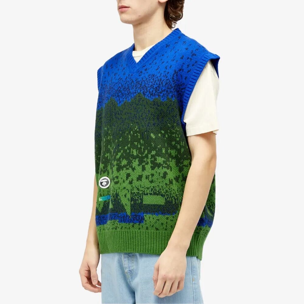 

Вязаный жилет с логотипом AAPE by A Bathing Ape Skate, синий