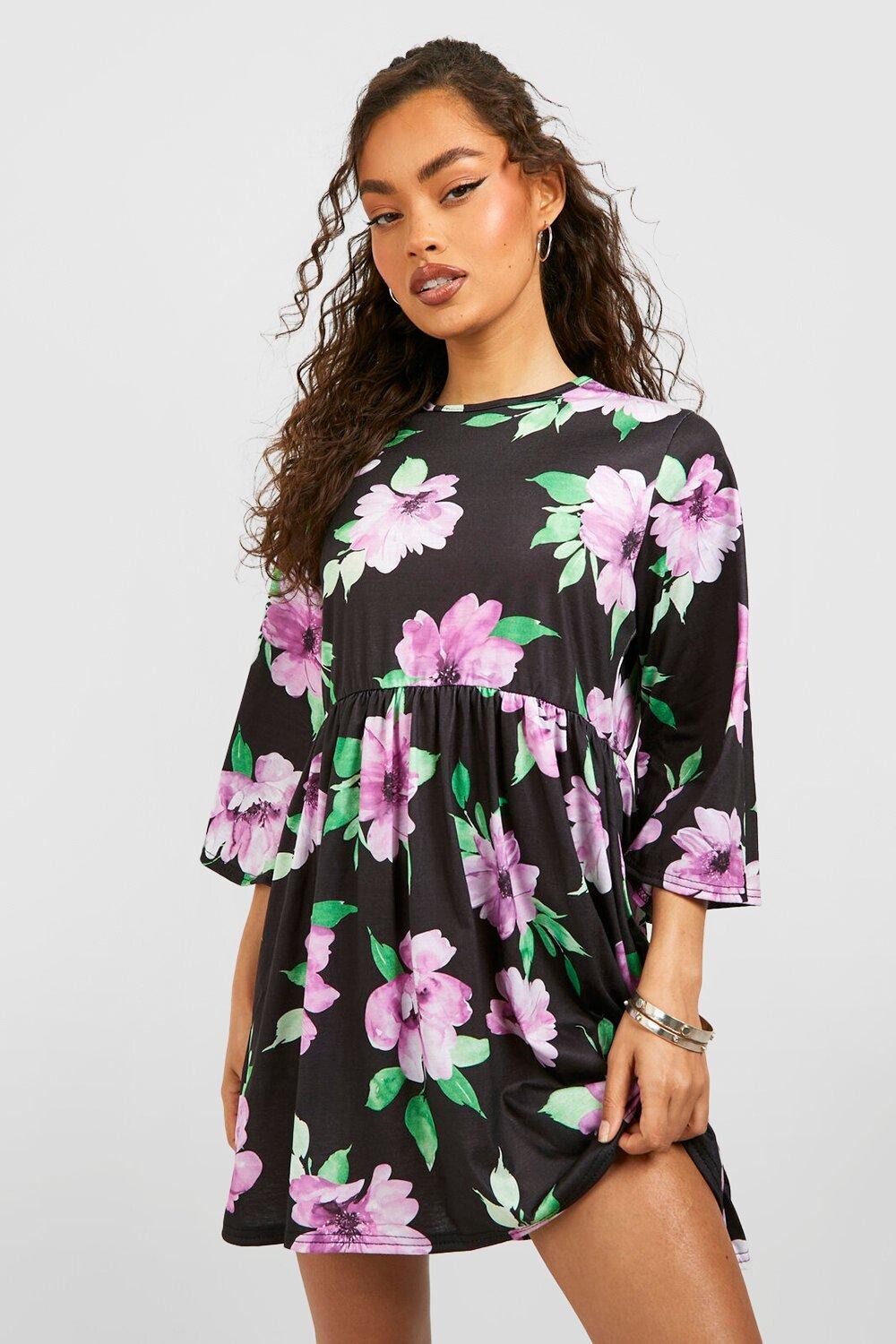 

Платье с цветочным платьем Boohoo, фиолетовый