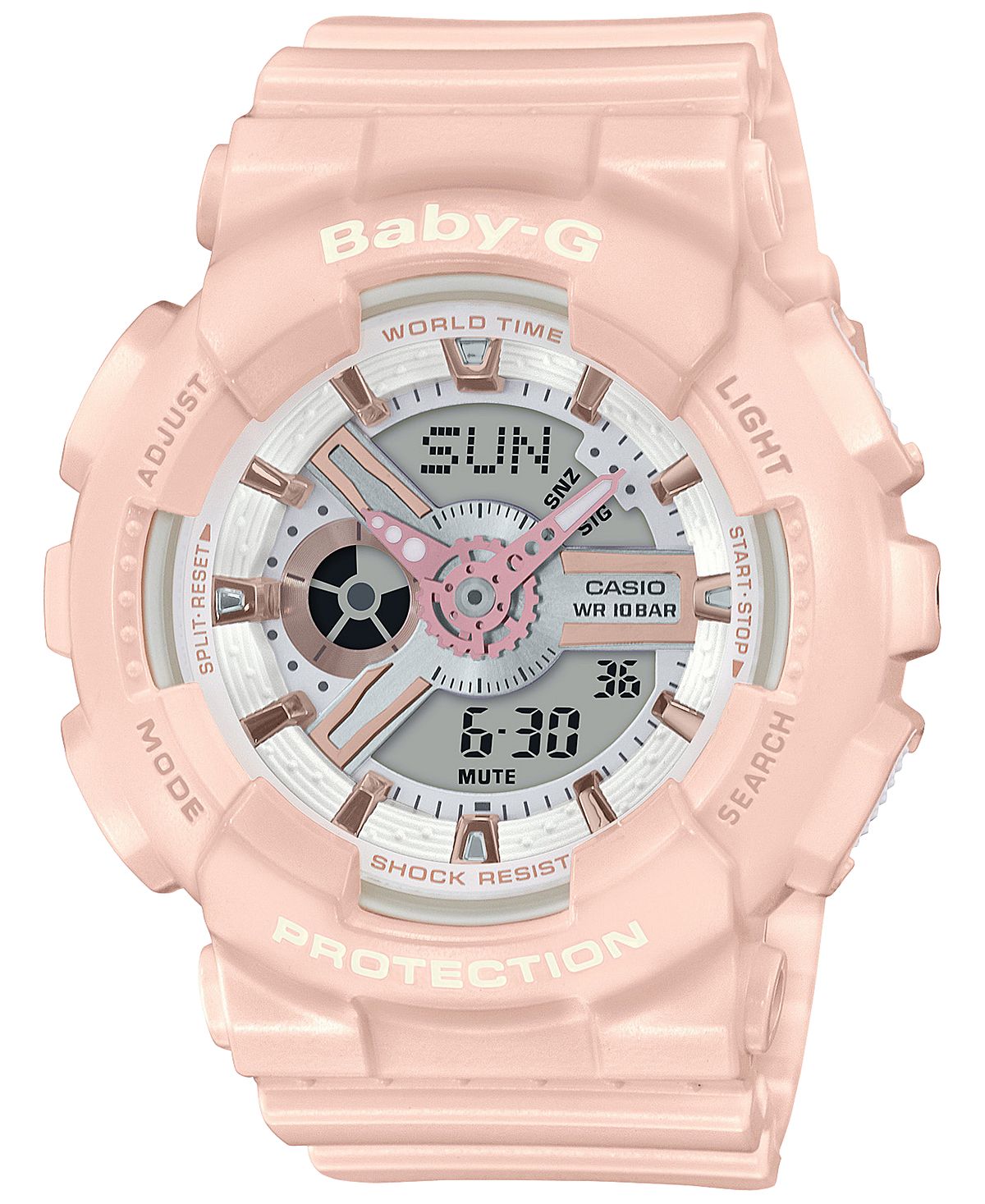 цена Женские аналогово-цифровые часы с румяным полимерным ремешком, 43,4 мм G-Shock