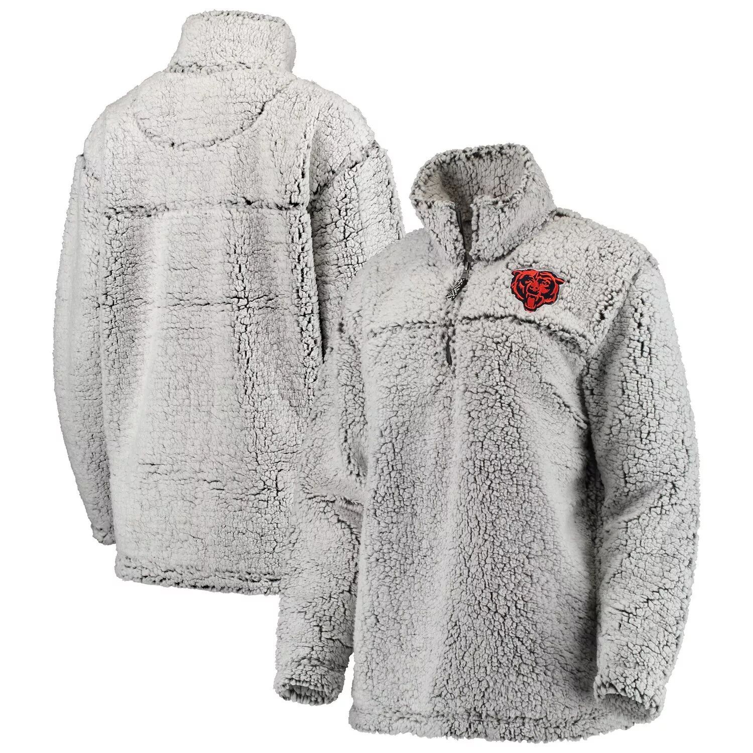 

Женский серый пуловер с молнией в четверть из шерпа Chicago Bears Sherpa G-III