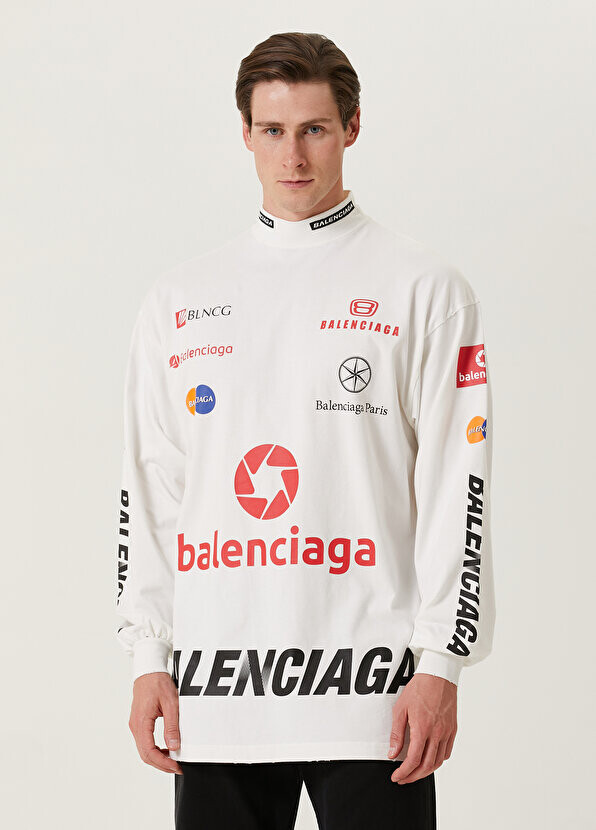 

Белый свитшот с узором oversize top league Balenciaga