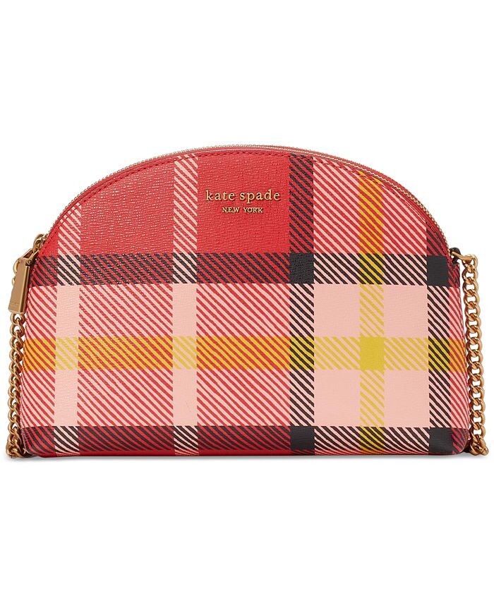 

Маленькая сумка через плечо в клетку с двойной молнией и куполом Morgan Museum kate spade new york, мультиколор