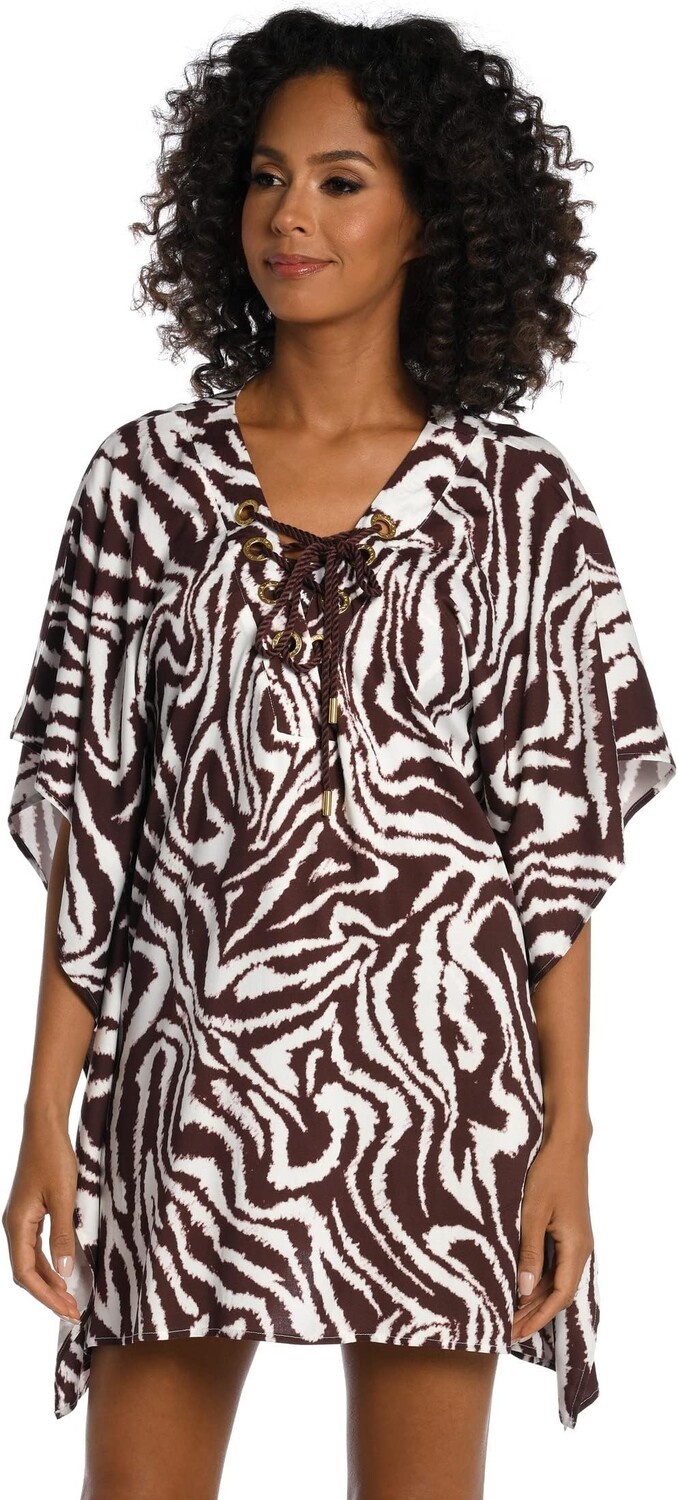 

Накидка Fierce Lines Lace-Up Caftan La Blanca, цвет Java