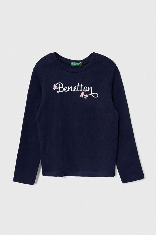 

Хлопковая рубашка с длинными рукавами для мальчиков и девочек United Colors of Benetton, темно-синий