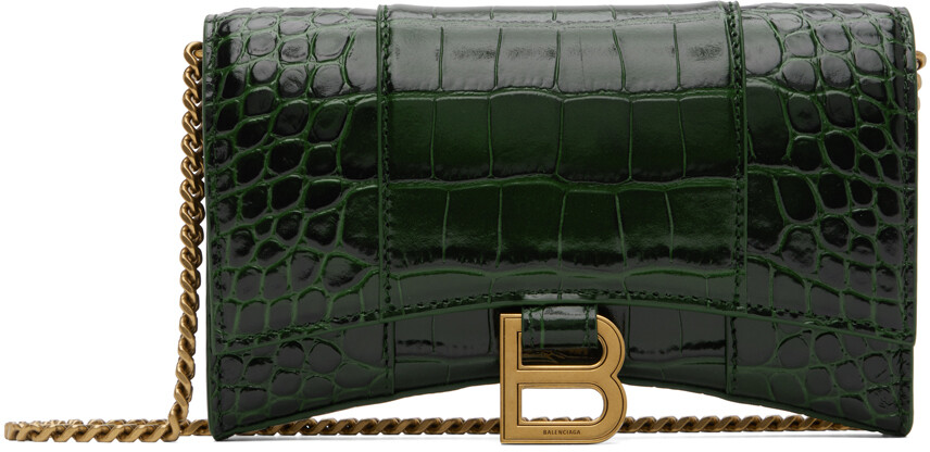 

Зеленая сумка для песочных часов под крокодила Balenciaga