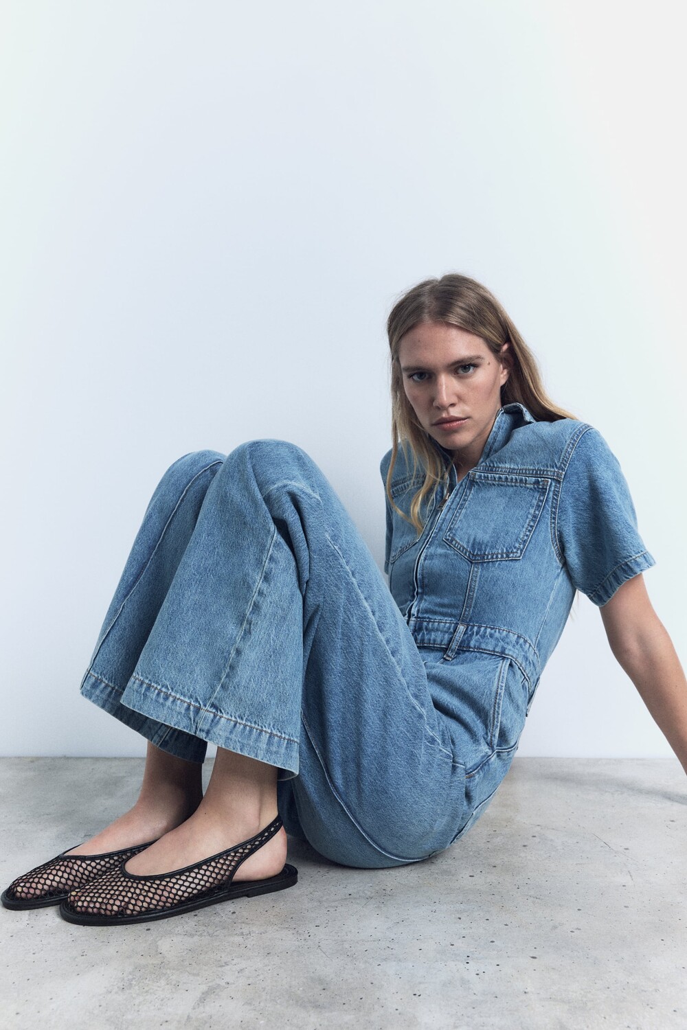 

Сетчатые туфли на плоской босонье Zara, черный