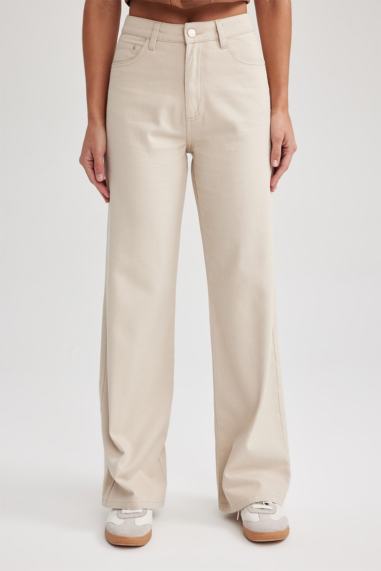 Укороченные брюки с высокой талией Defacto, бежевый укороченные брюки defacto серый