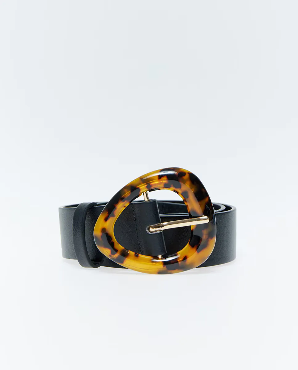 

Ремень с черепаховой пряжкой Sfera, черный