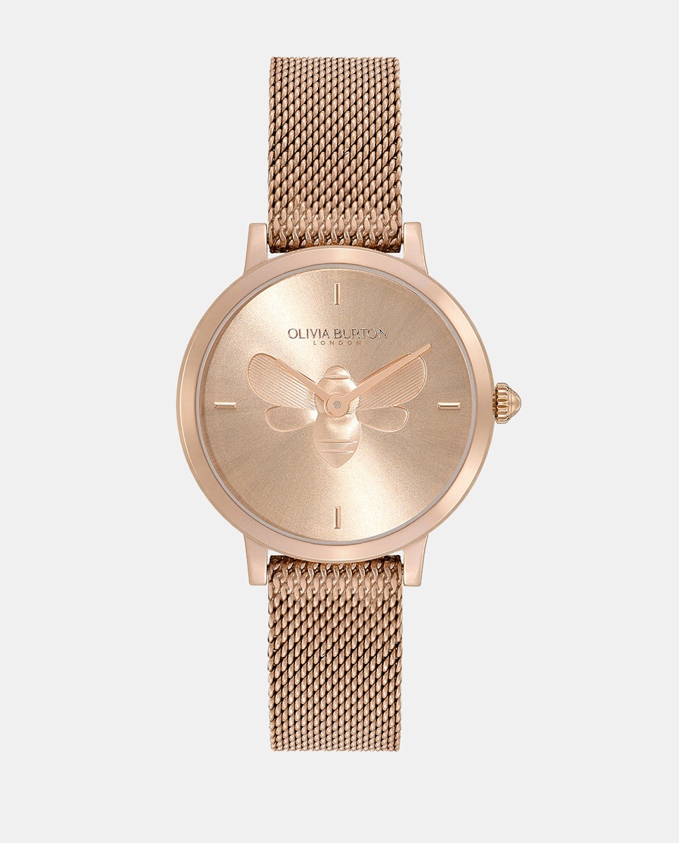 цена Ультратонкие женские часы Bee 24000020 с розовой стальной сеткой Olivia Burton, розовый