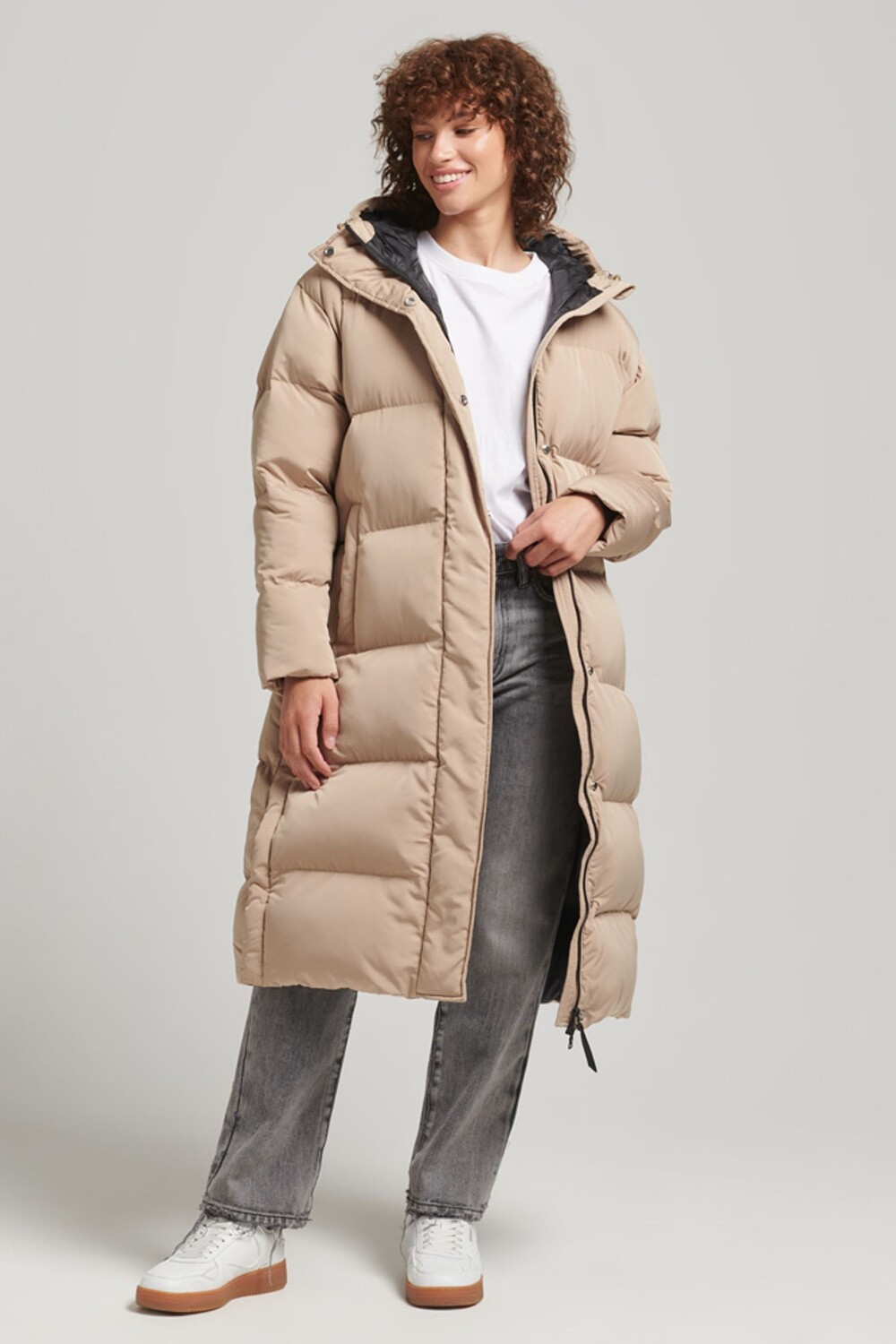 

Длинная утепленная стеганая куртка Studio Superdry, бежевый