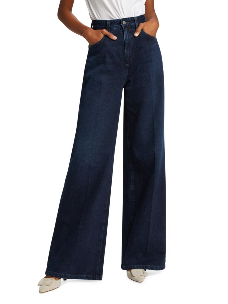 Широкие джинсы с высокой посадкой Deven Ag Jeans, синий