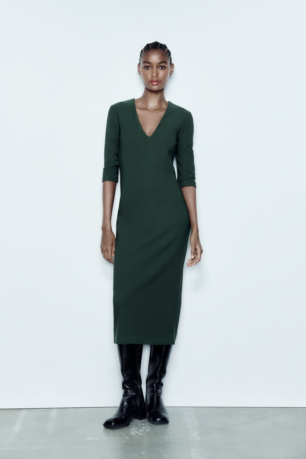 

Платье миди из крепа ZARA, зеленый