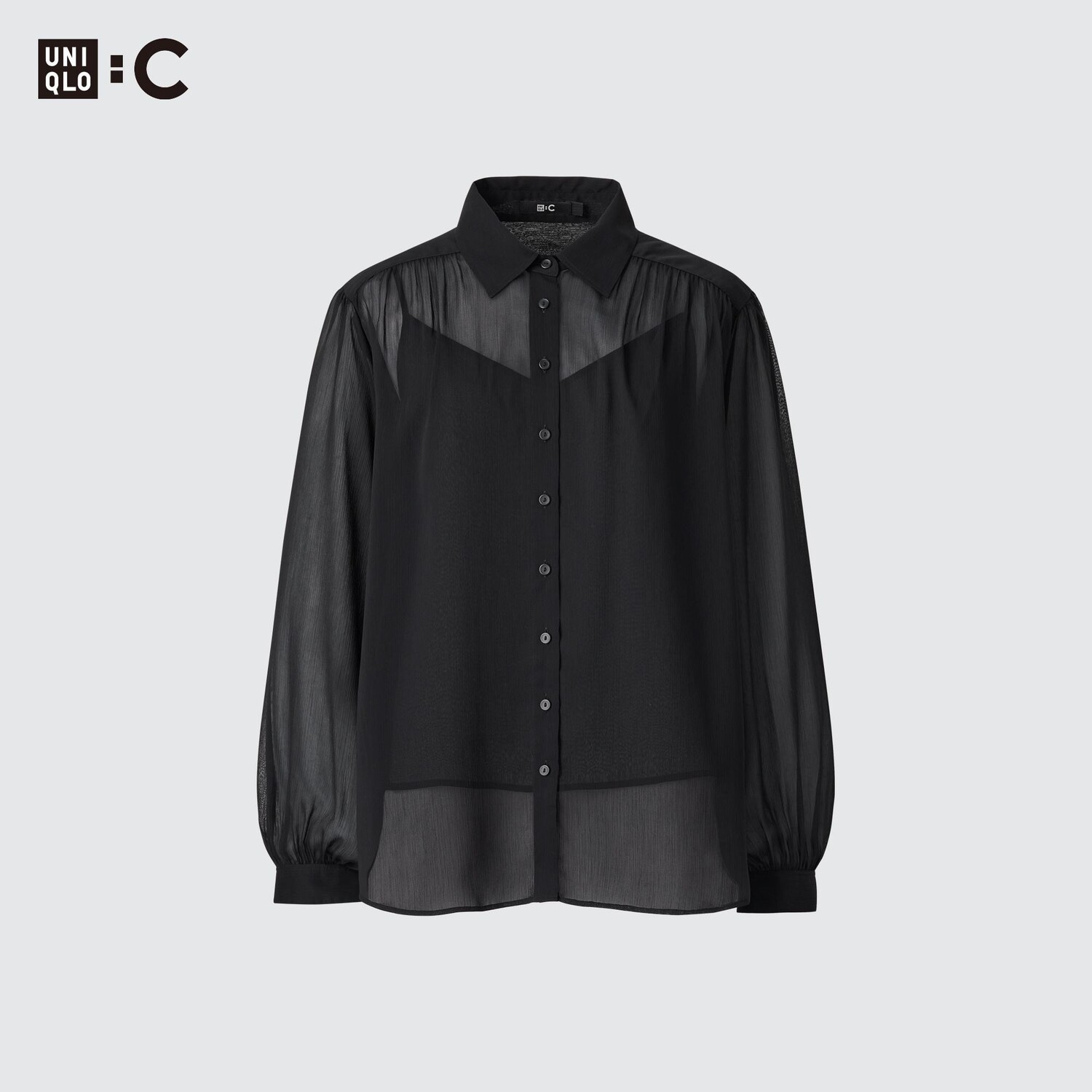 

Блузка UNIQLO прозрачная с длинными рукавами, черный