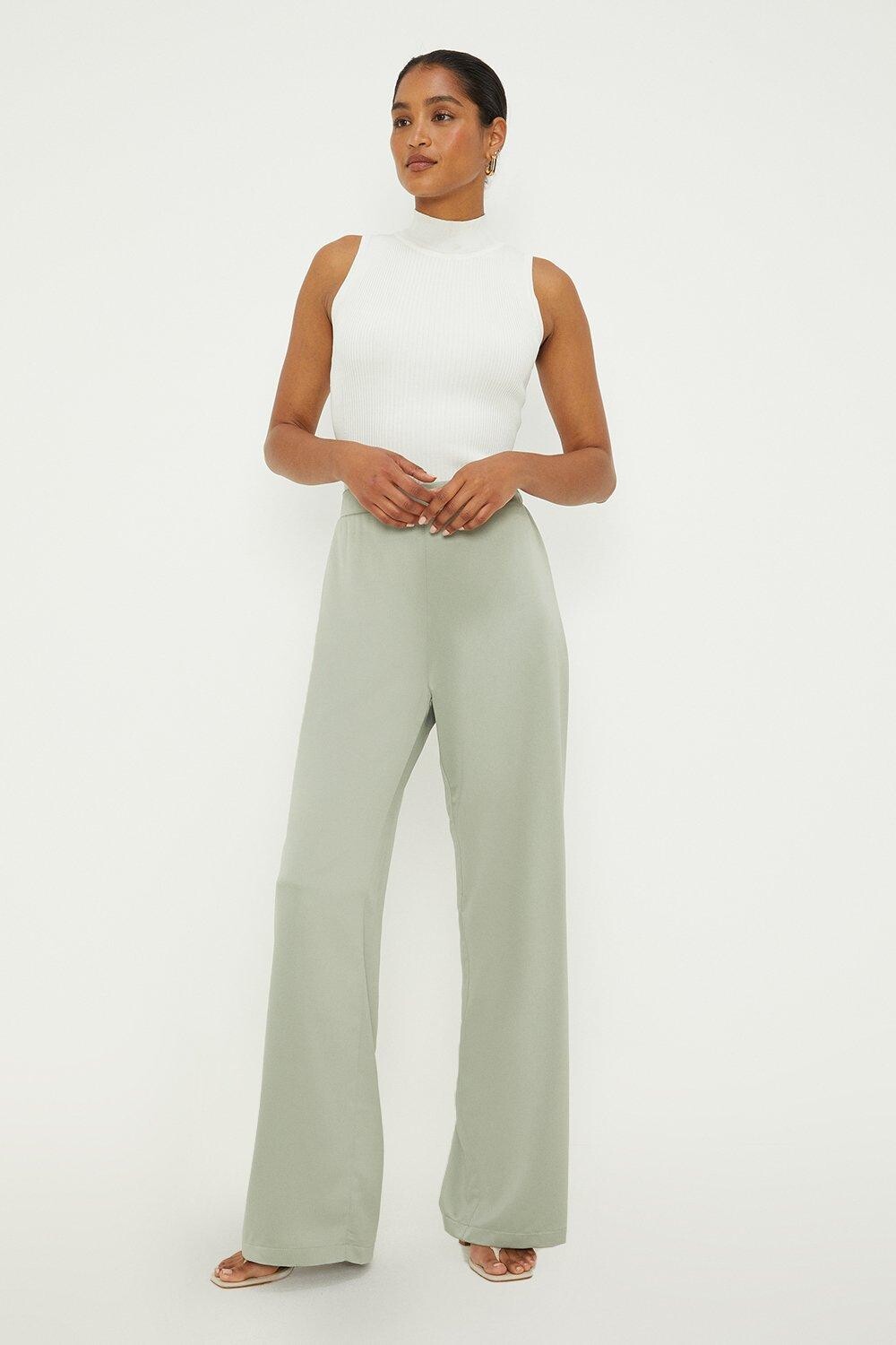 

Атласные широкие брюки Dorothy Perkins, зеленый