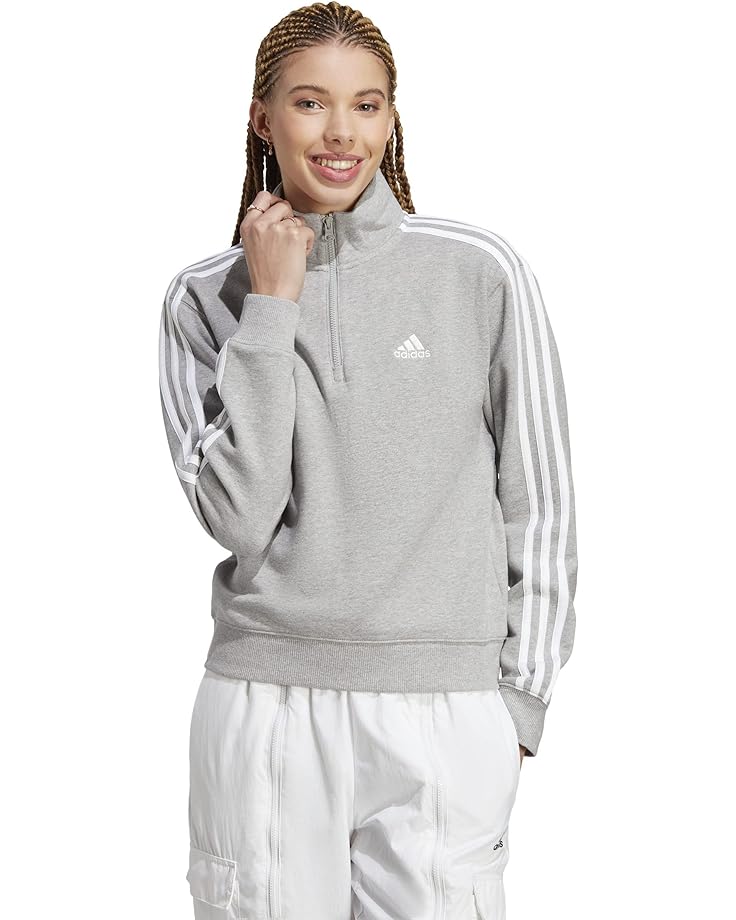 

Толстовка adidas Essentials 3-Stripes French Terry 1/4 Zip, цвет Medium Grey Heather/White