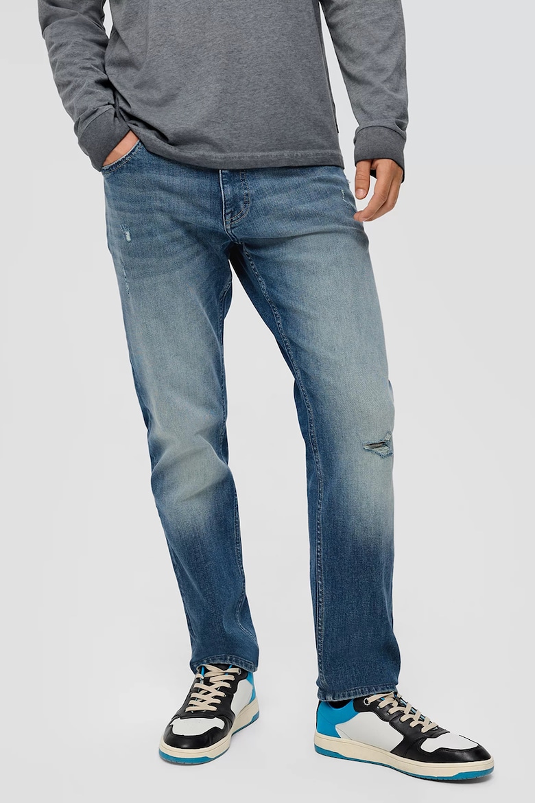 Прямые джинсы с потертым эффектом Q/S By S Oliver, белый прямые брюки с завышенной талией q s by s oliver черный
