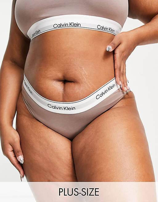 

Бежевые трусики бикини из хлопка Calvin Klein Plus Size Modern