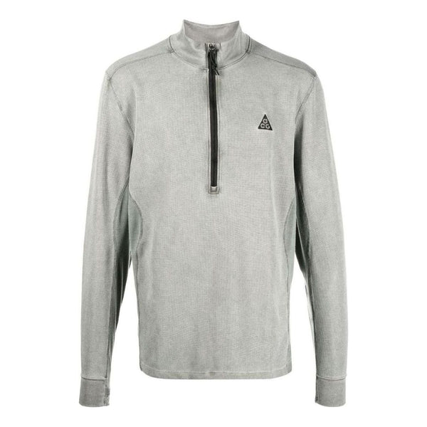 Толстовка Men's Nike Dri-FIT ADV ACG Chest Brand Logo Embroidered Half Zipper Stand Collar Long Sleeves Gray, серый