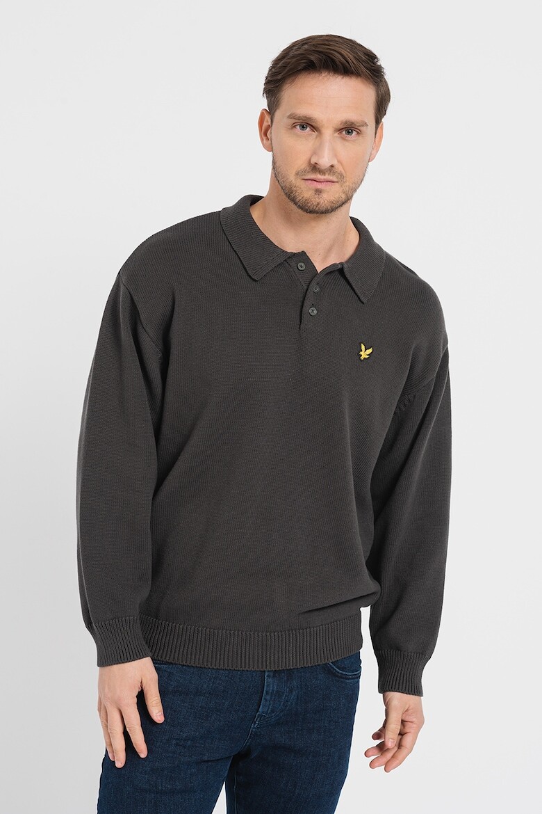 

Свитер с воротником и заниженными рукавами Lyle & Scott, серый