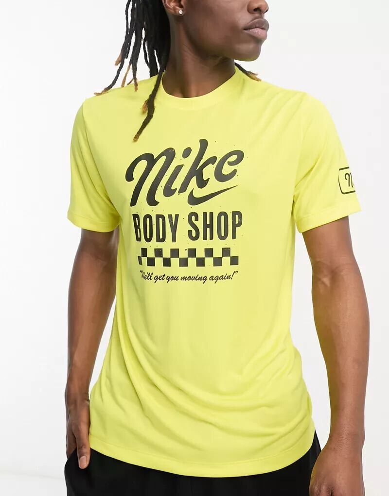 

Желтая футболка Nike Body Shop Dri-FIT