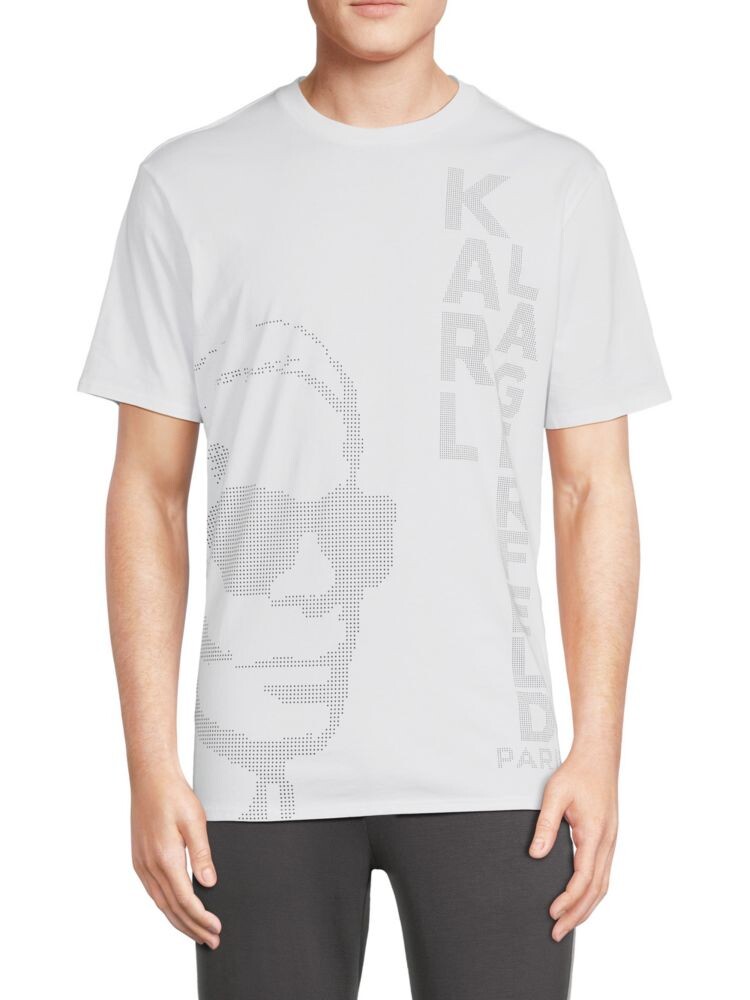 

Футболка с круглым вырезом и логотипом в горошек Karl Lagerfeld Paris, белый