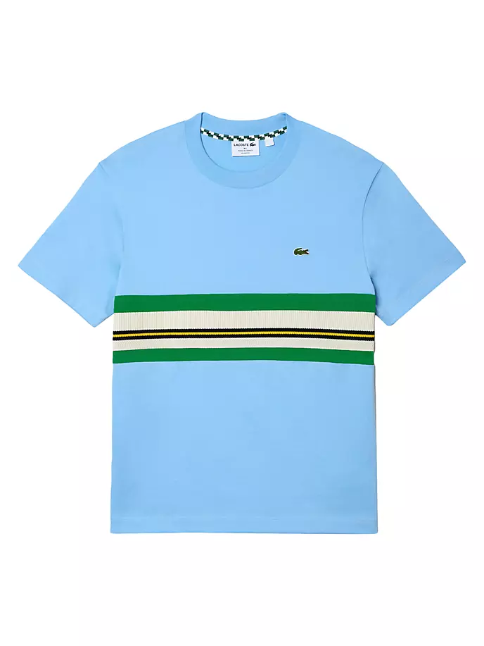 

Полосатая футболка свободного кроя Lacoste, синий