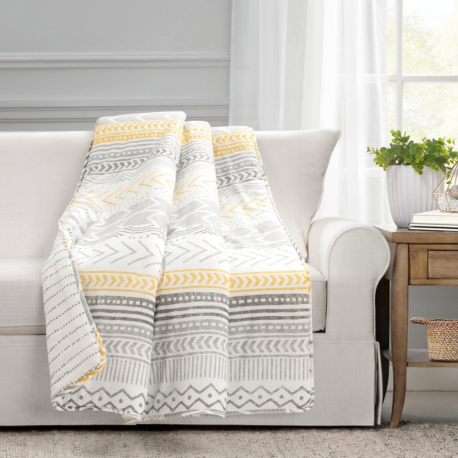 

Хюгге Гео Плед Lush Decor, цвет Yellow_Gray