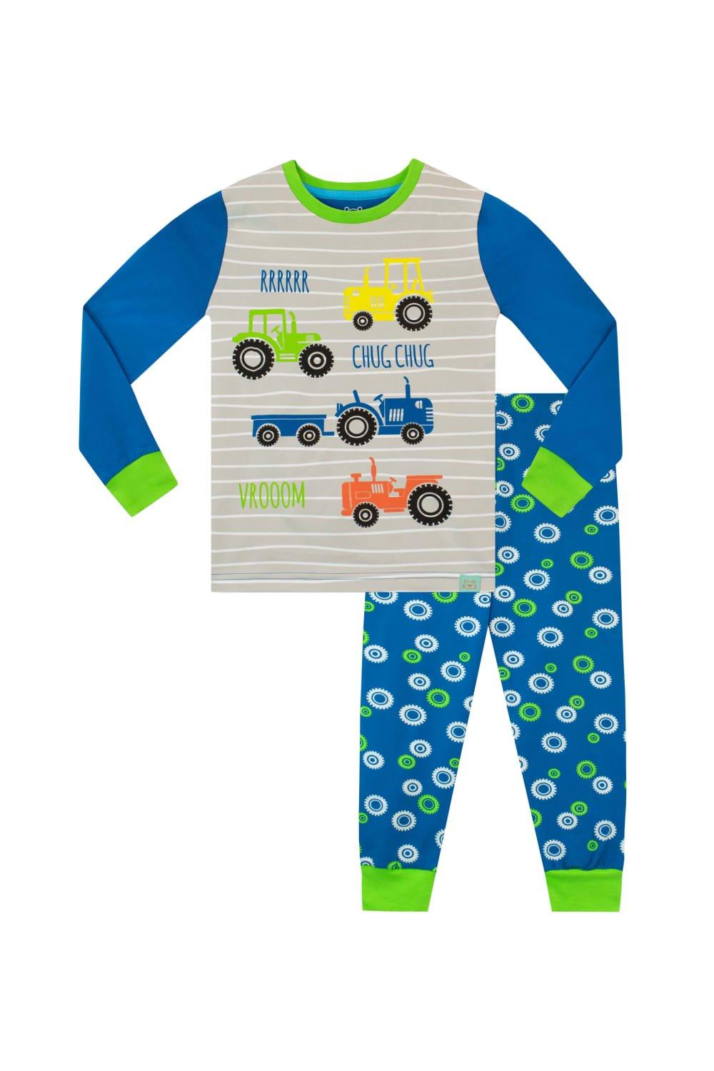 Пижама с принтом «Тракторные колеса» Harry Bear, синий