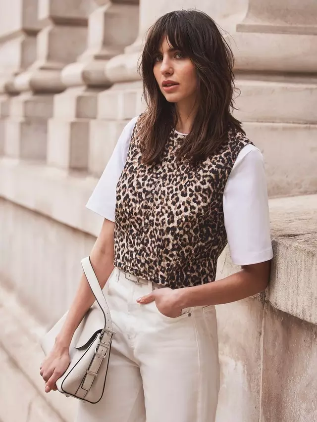 

Топ Mint Velvet Leopard Print Denim, коричневый