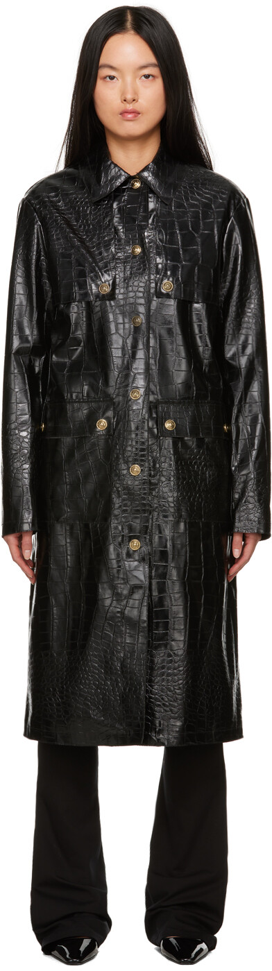 

Черная куртка из искусственной кожи под крокодила Versace Jeans Couture, Черный