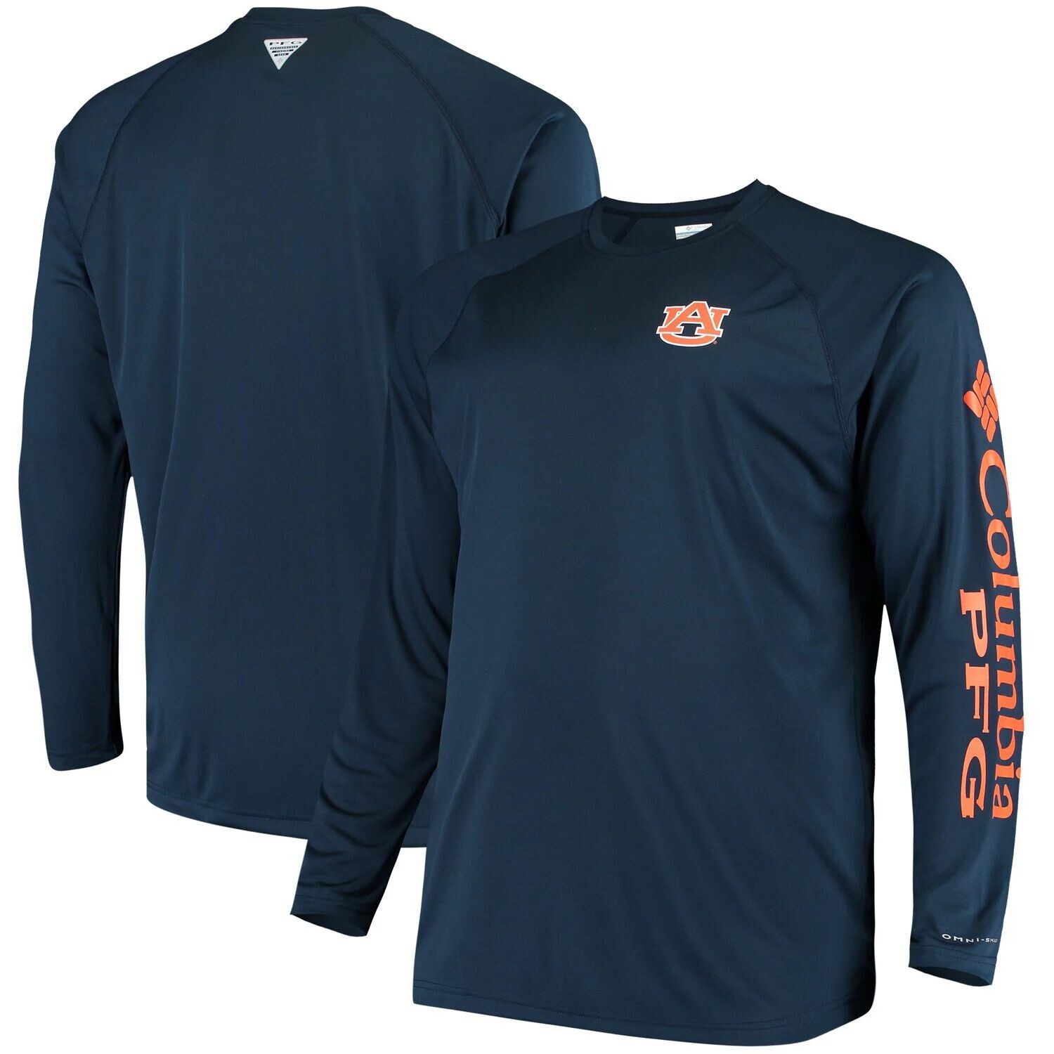 

Мужская футболка Columbia Navy Auburn Tigers Big & Tall Terminal Tackle с длинными рукавами и омни-оттенком