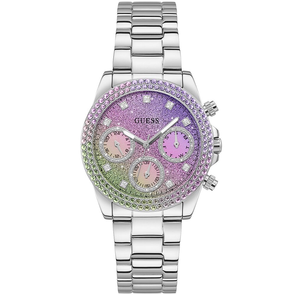 

Gw0483L1 часы с радужным блестящим циферблатом Guess, серебряный