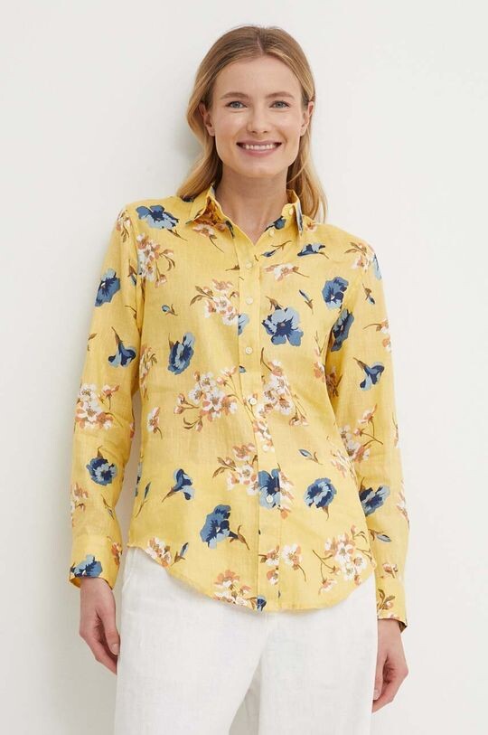 Льняная рубашка Lauren Ralph Lauren, желтый