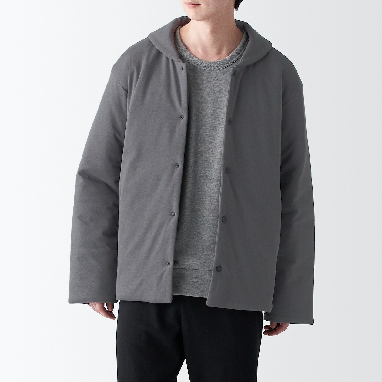 

Моющийся кардиган с подкладкой MUJI, средне-серый