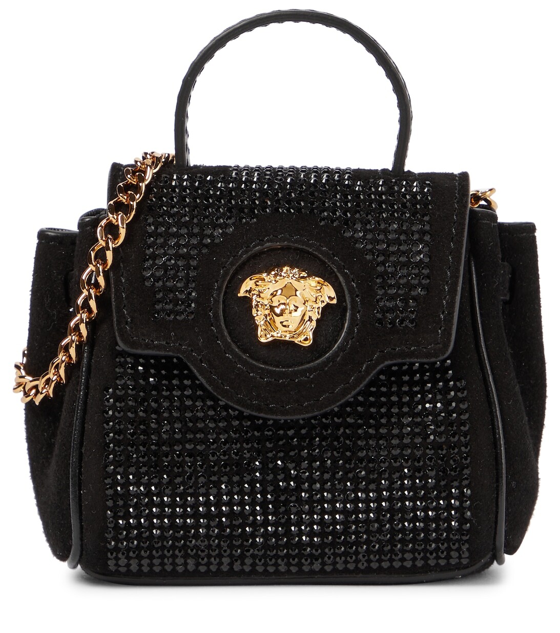 

Декорированная замшевая сумка-тоут Medusa Mini Versace, черный