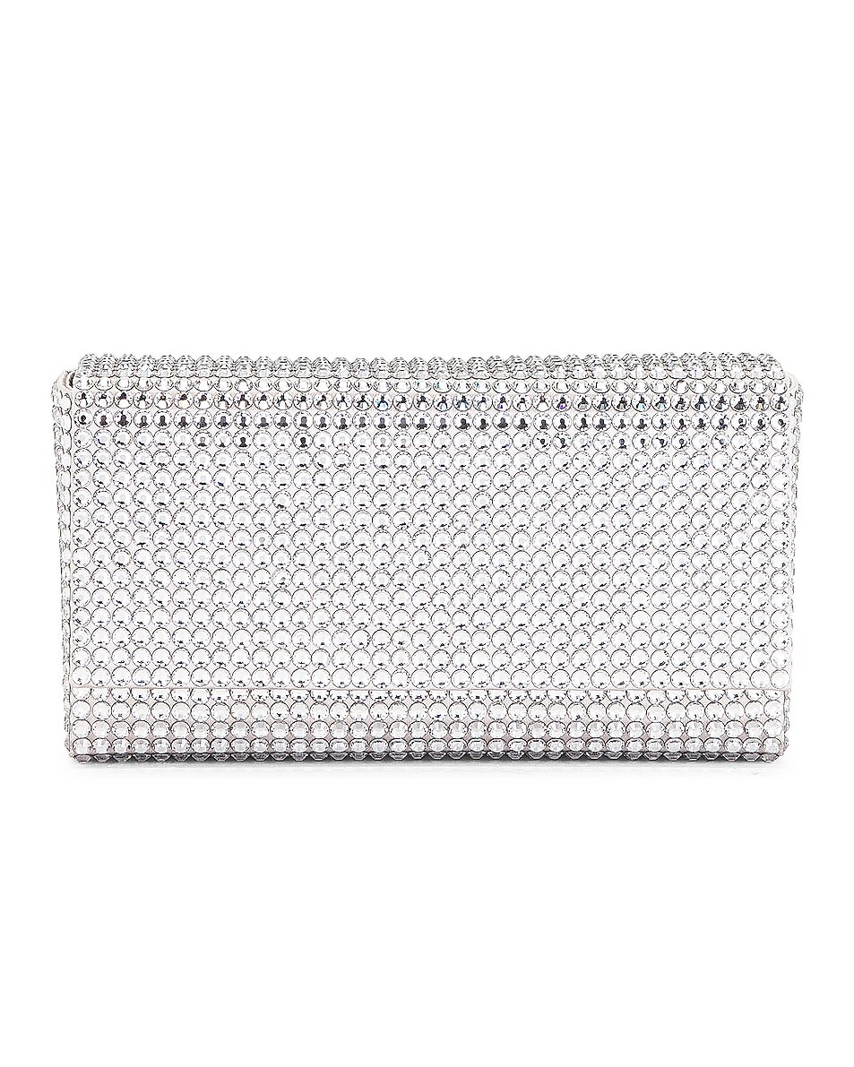 

Сумка-клатч Amina Muaddi Superamini Paloma Satin, цвет Light Grey, Dusty Pink Delite, & White Crystals