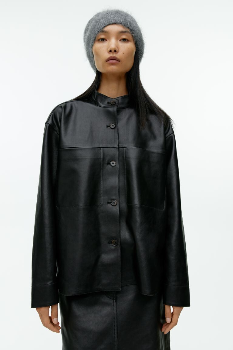 

Кожаная рубашка H&M, черный