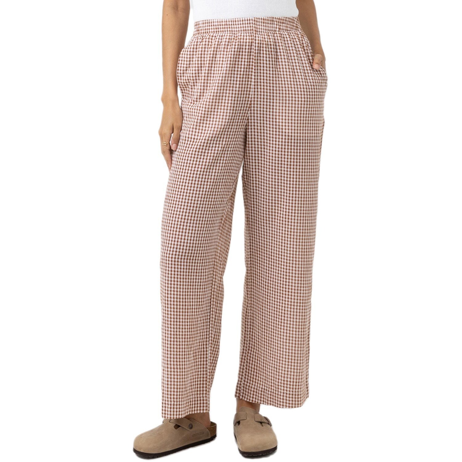 

Брюки Rhythm Lola Check Wide Leg, цвет Clay