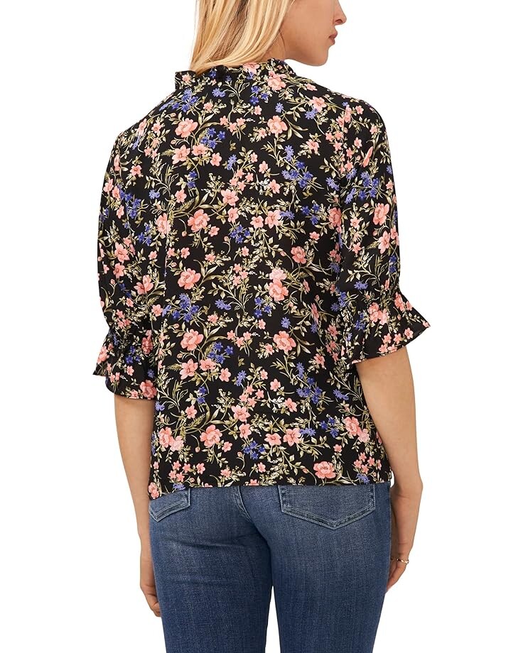 

Блуза CeCe Elbow Sleeve Split-Neck Blouse, цвет Rich Black