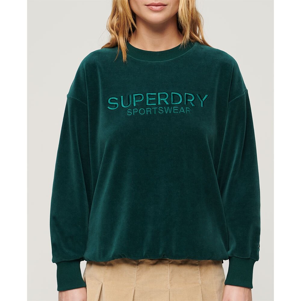 Толстовка Superdry Velour Graphic Boxy Crew, зеленый