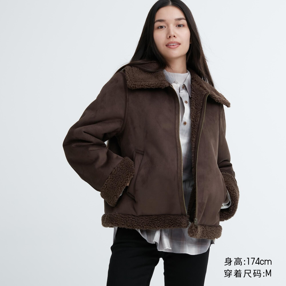 

Куртка Uniqlo из искусственного шерпа, темно-коричневый