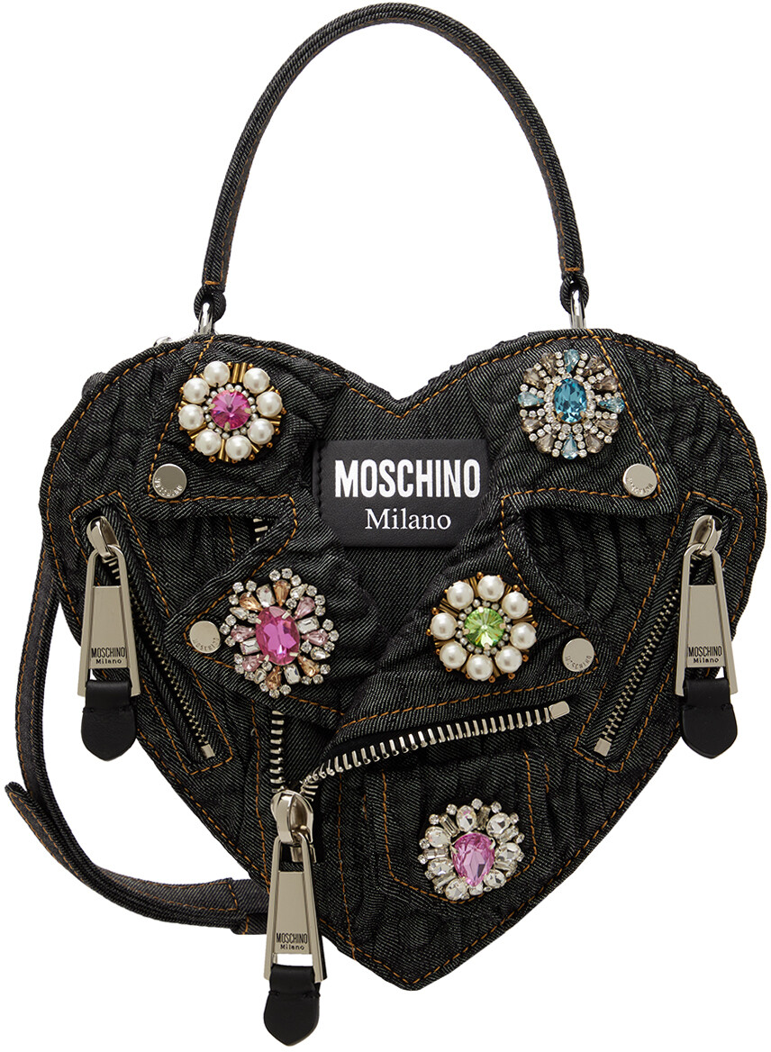 

Серая байкерская сумка Jewels Heart Moschino