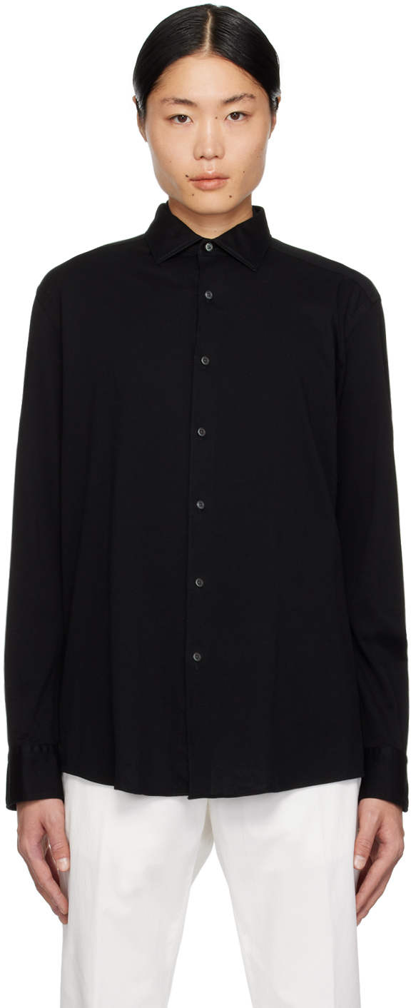 Черная рубашка на пуговицах Zegna, цвет Black ZEGNA