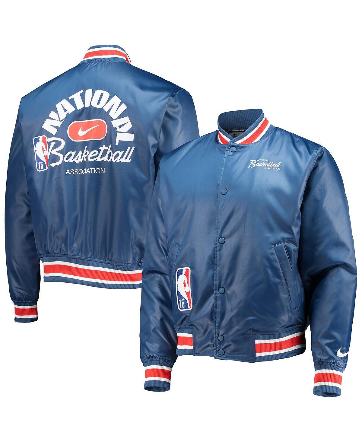 nba 2k22 75th anniversary edition ps4 ps5 английский язык Мужская синяя атласная куртка с длинными кнопками в честь 75-летия НБА в честь 75-летия НБА Nike