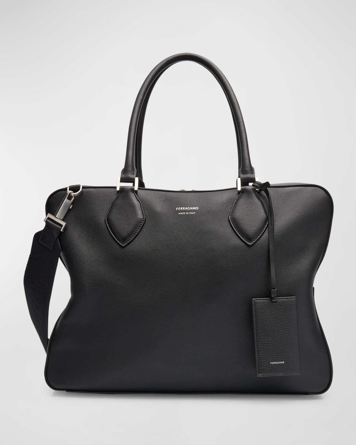 

Мужская кожаная большая сумка со звездами Ferragamo, цвет Nero
