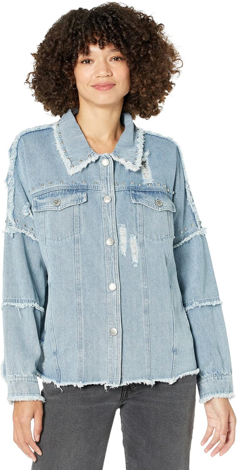 

Куртка Miss Me Raw Edge Studded Denim Jacket, цвет Denim Blue