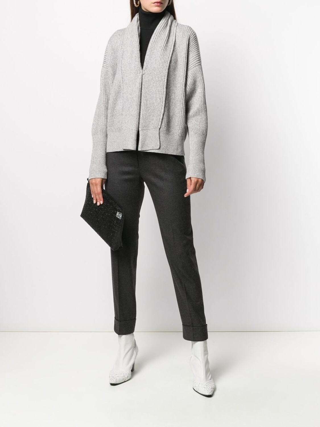 

Brunello Cucinelli кардиган в рубчик, серый