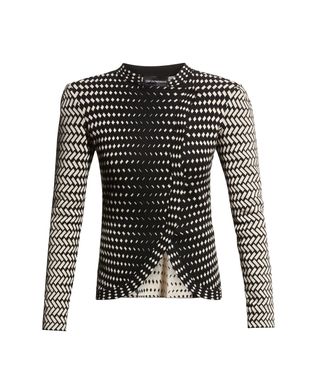 

Вязаная куртка с асимметричным нахлестом Emporio Armani, цвет Black Multi