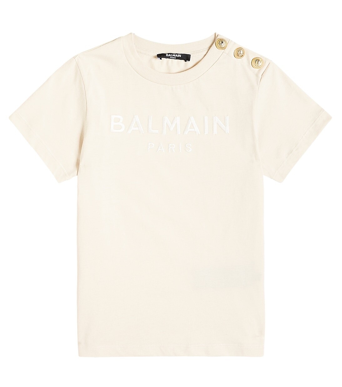 

Футболка из хлопкового джерси с логотипом Balmain, бежевый