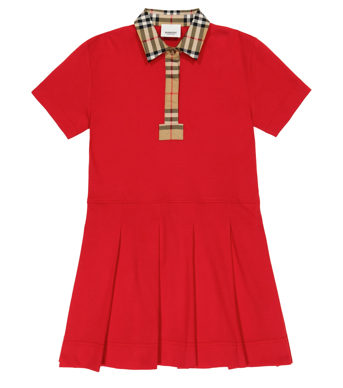 Хлопковое платье со складками Burberry, красный